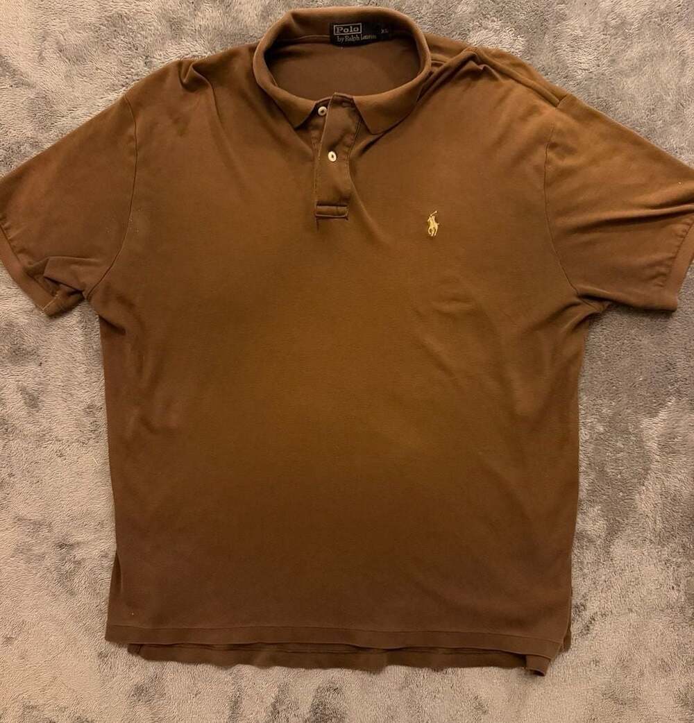100% cotton Polo Ralph Lauren Polo Shirt Size XL Brown Short Sleeve